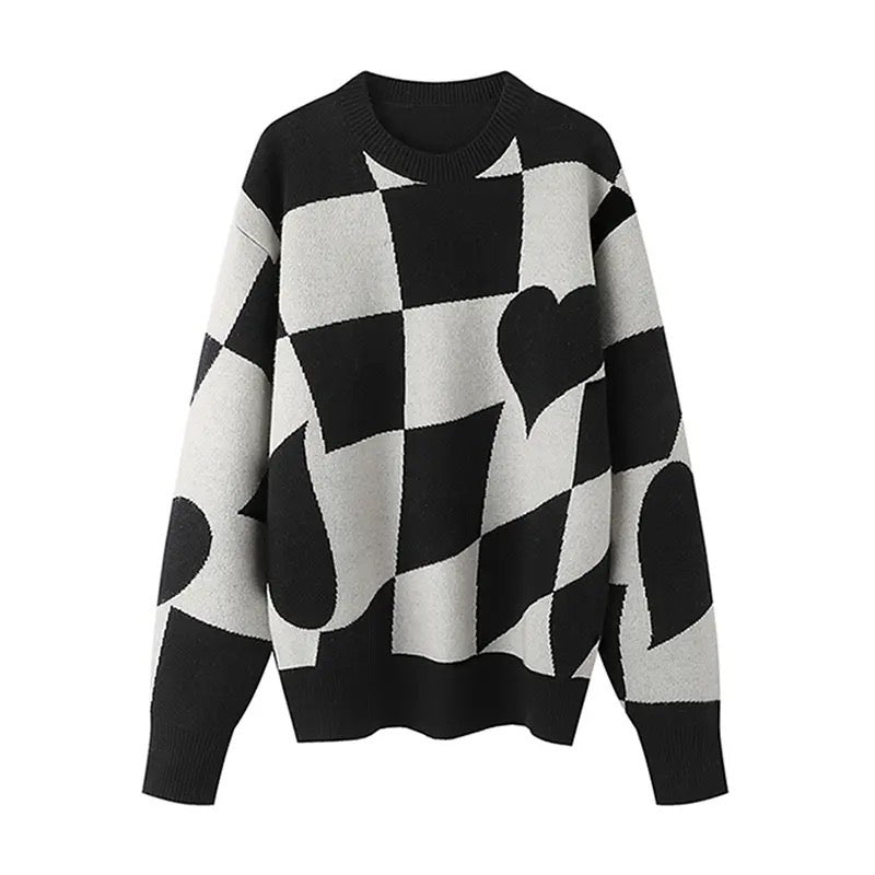 Yanna Heart Check Sweater