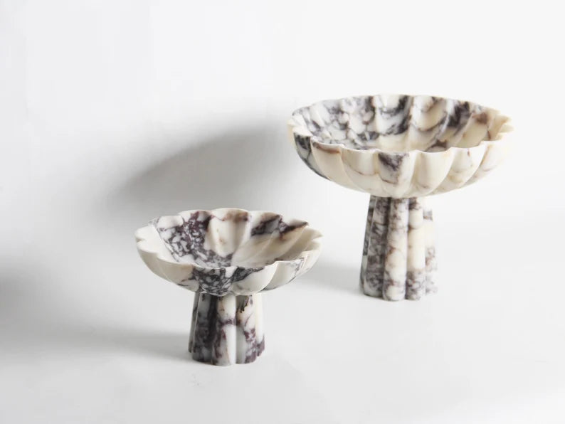 Kecia | Calacaata Viola Flower Pedestal Bowl