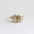 Two-Stone Pear & Emerald-Cut Bezel Set Engagement Ring