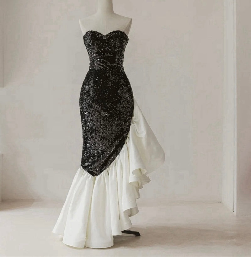 Elenor Sequin Ruffled Gown