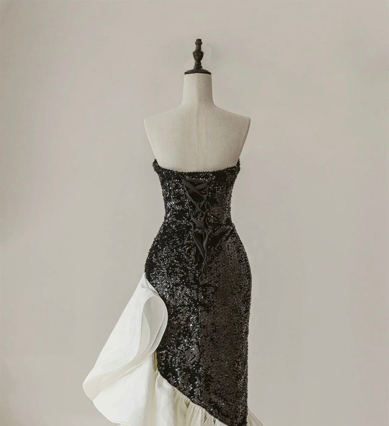 Elenor Sequin Ruffled Gown