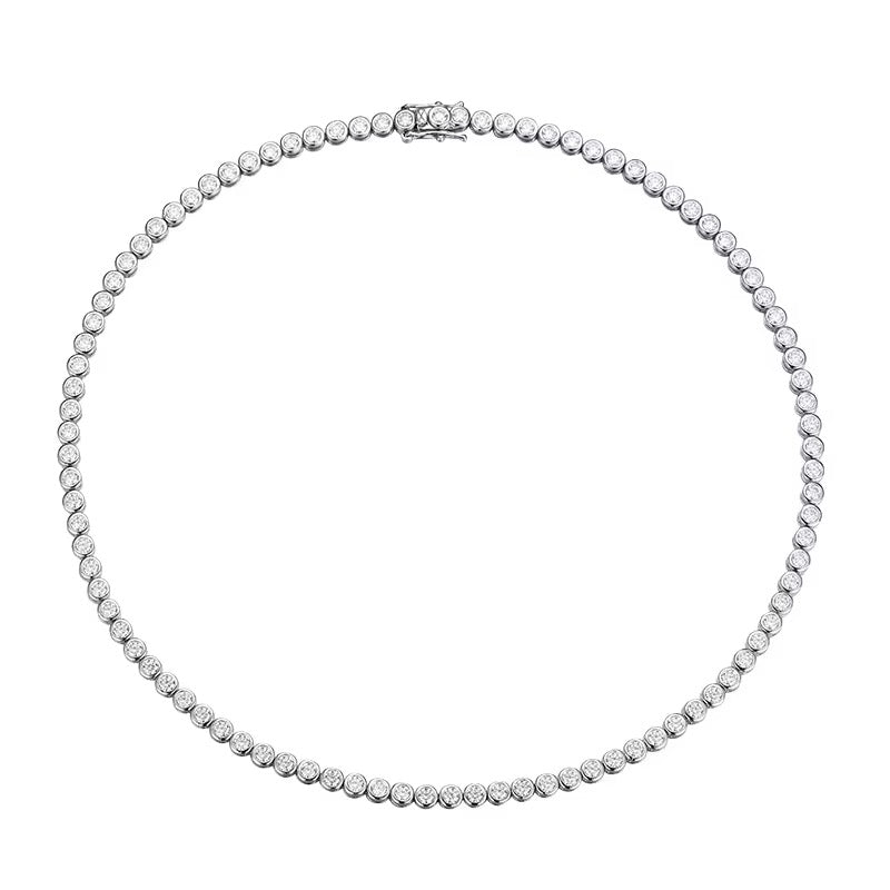 Round-Cut Bezel Set Tennis Necklace
