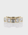 Fancy Bezel Set Alternating Emerald-Cut Eternity Band