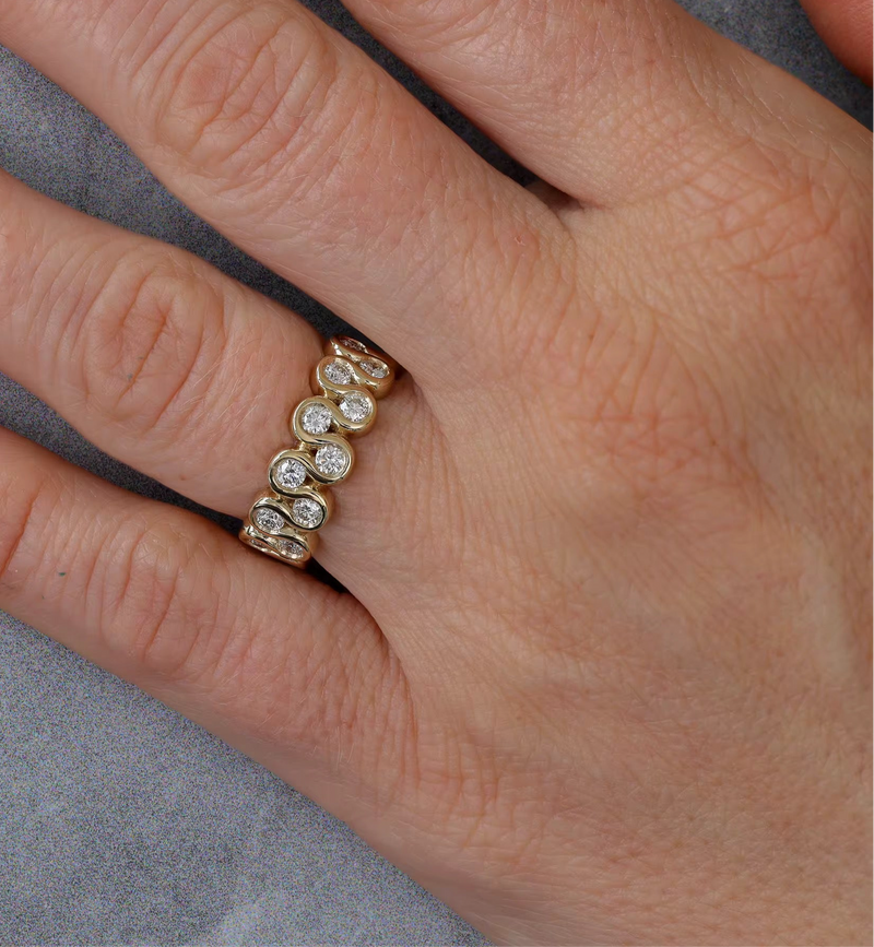 Fancy Round Double Row Eternity Band