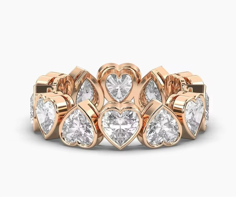 Fancy Bezel Set Heart Two-Way Eternity Band