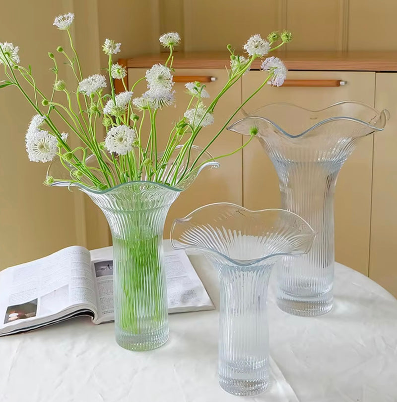 Arvensis Clear Fluted Vases