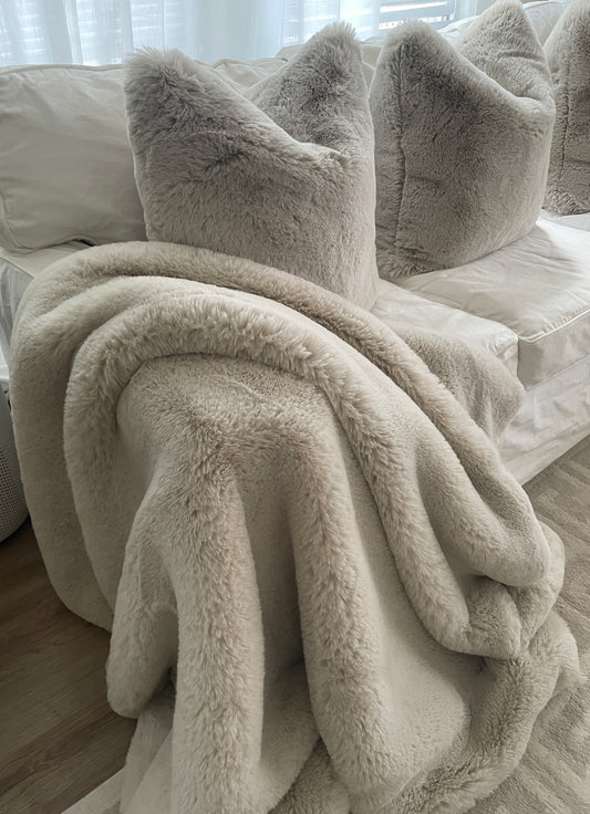 Faux Rabbit Fur Throw -50”x60”