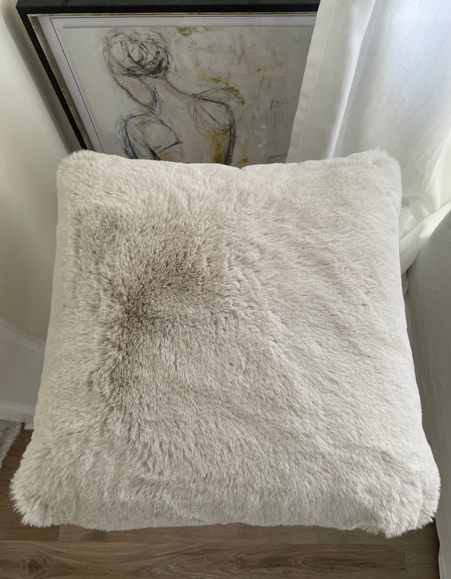 Faux Rabbit Fur Pillow - 20”x 20”