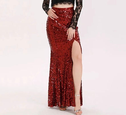 Sade High Slit Sequin Maxi Skirt