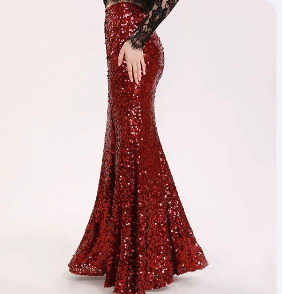 Sade High Slit Sequin Maxi Skirt