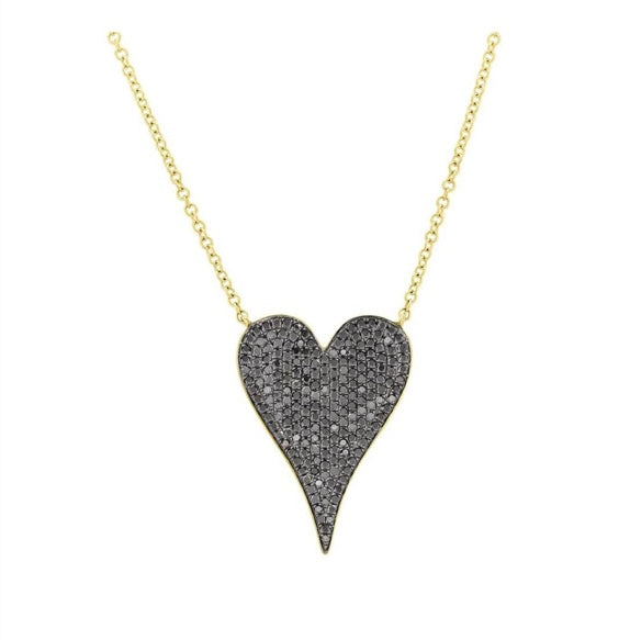 Black Pave’ Heart Necklace