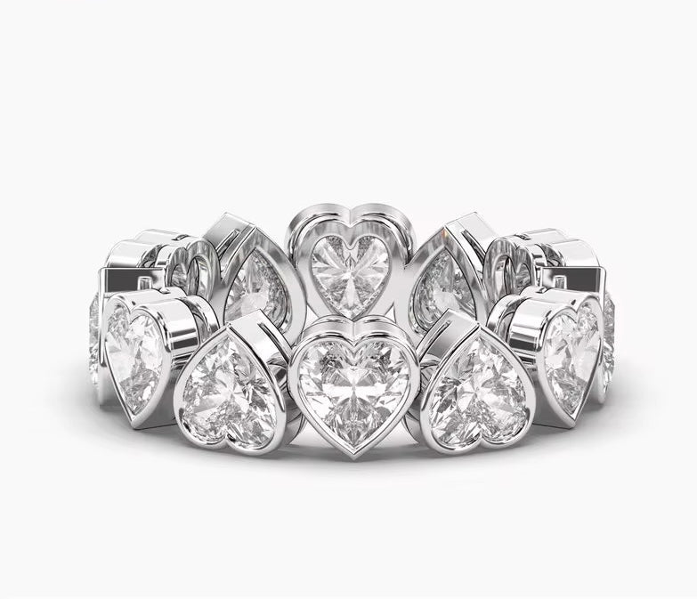 Fancy Bezel Set Heart Two-Way Eternity Band