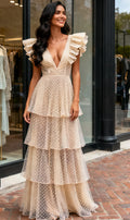 Genevieve V- Neck Polka Dot Gown
