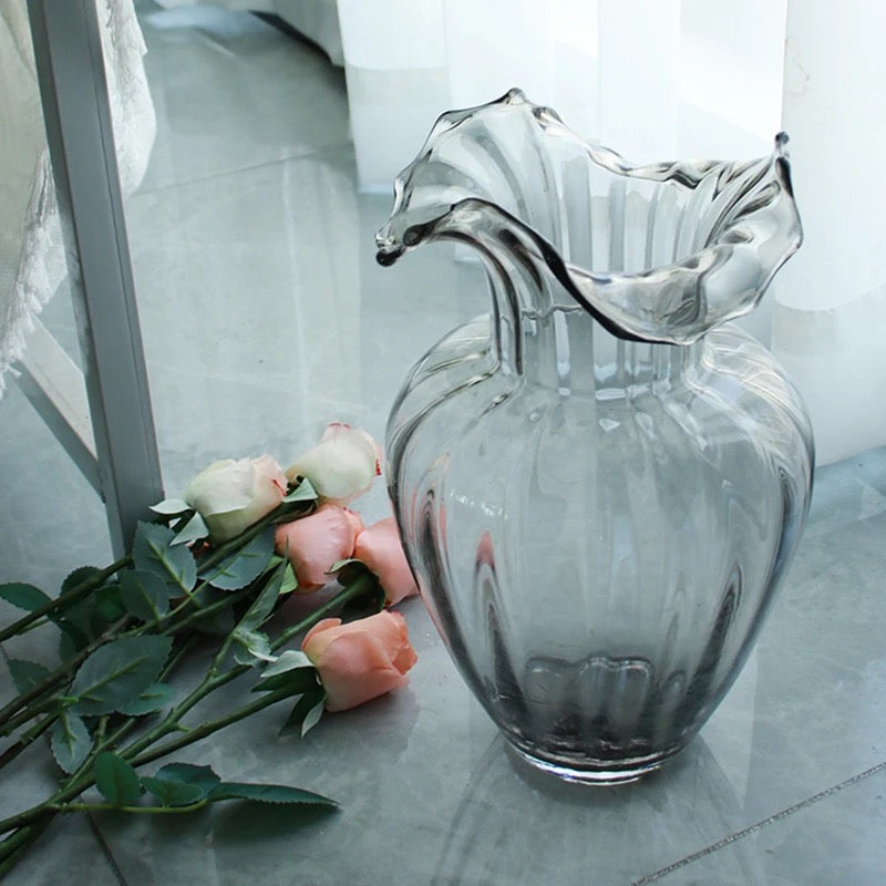 Tuscany French Tulip Clear Fluted Vases