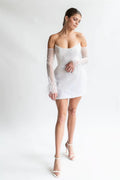 Brooklyn Beaded Feather Mini Bridal Dress