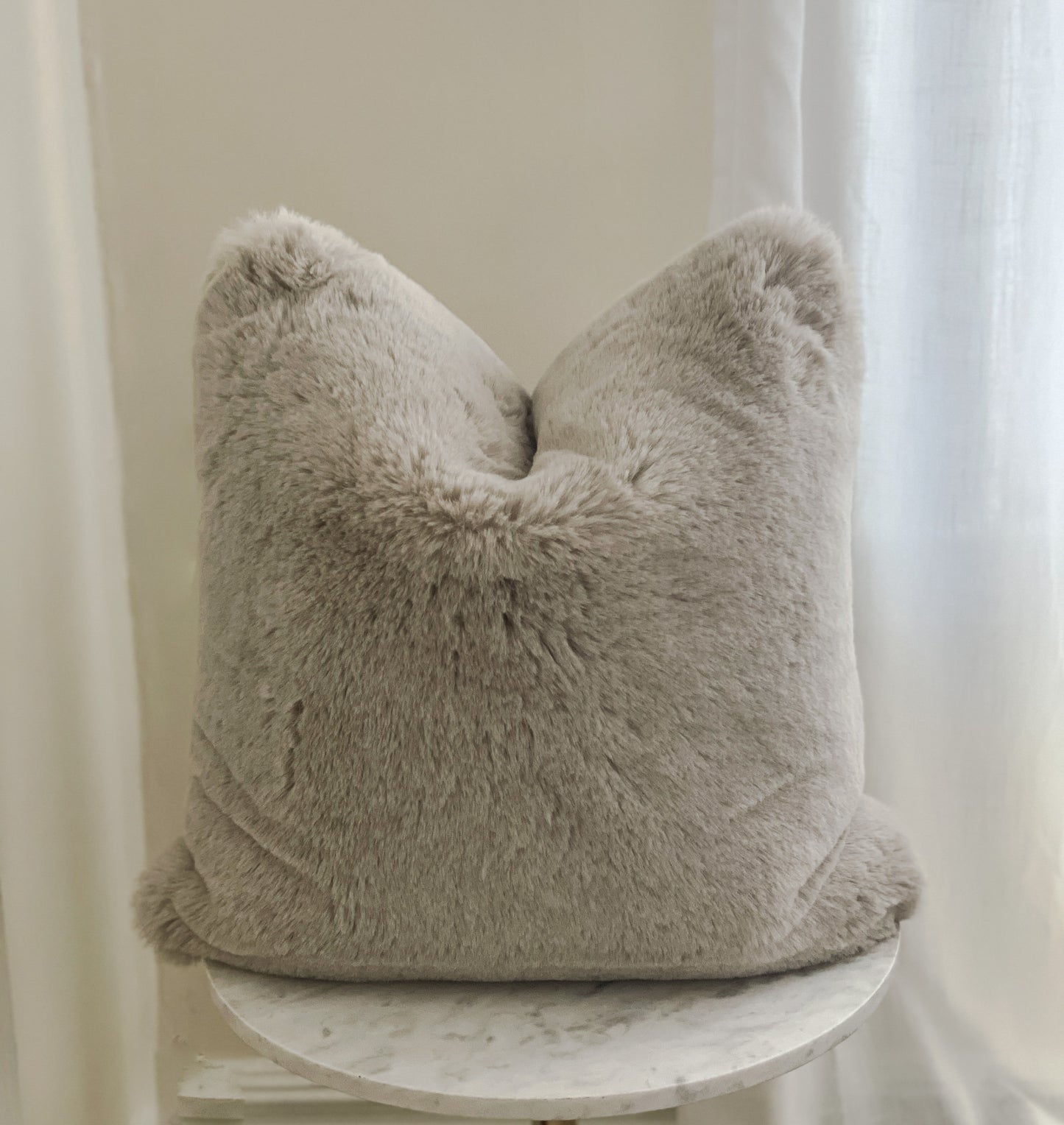 Faux Rabbit Fur Pillow - 20”x 20”