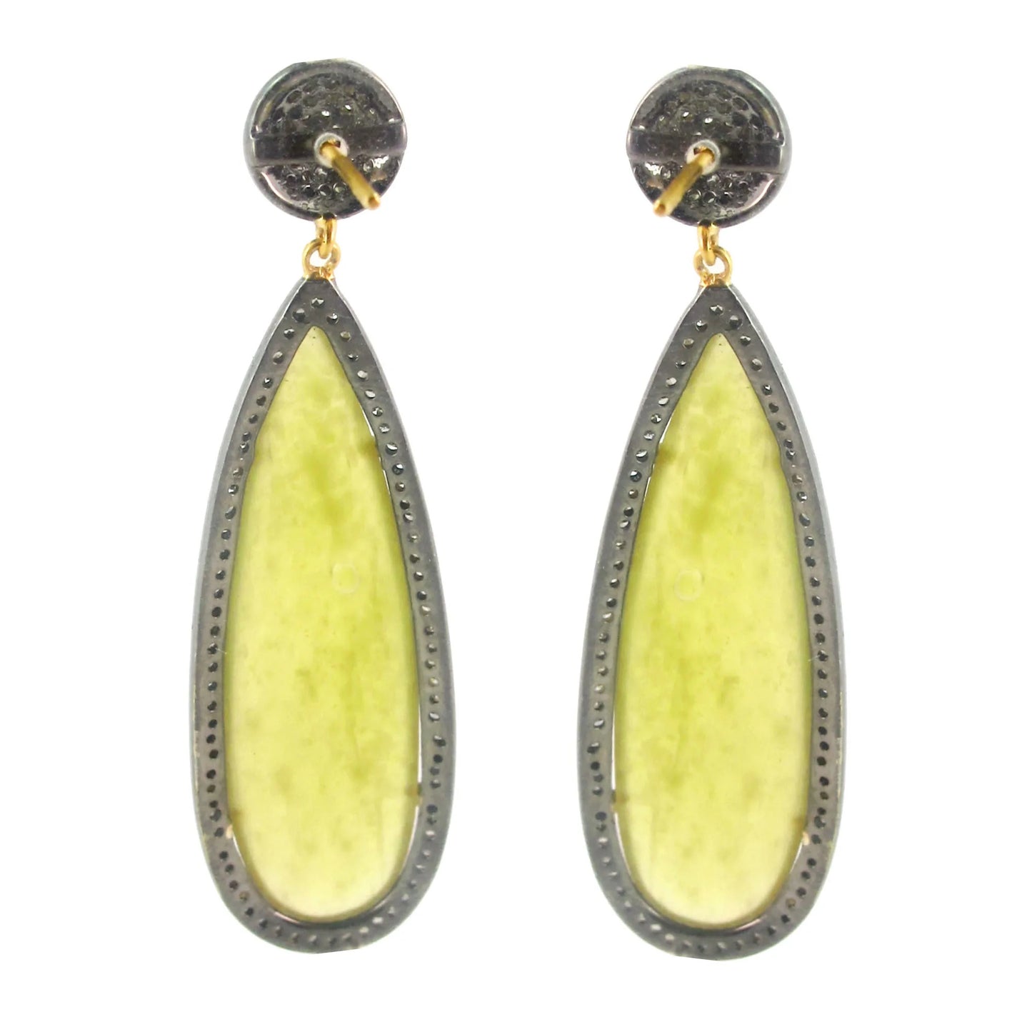 Yellow Onyx Pave Diamond Earrings