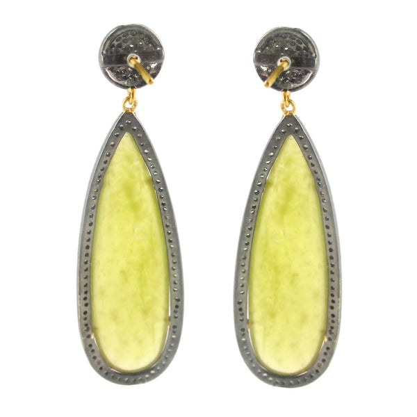 Yellow Onyx Pave Diamond Earrings