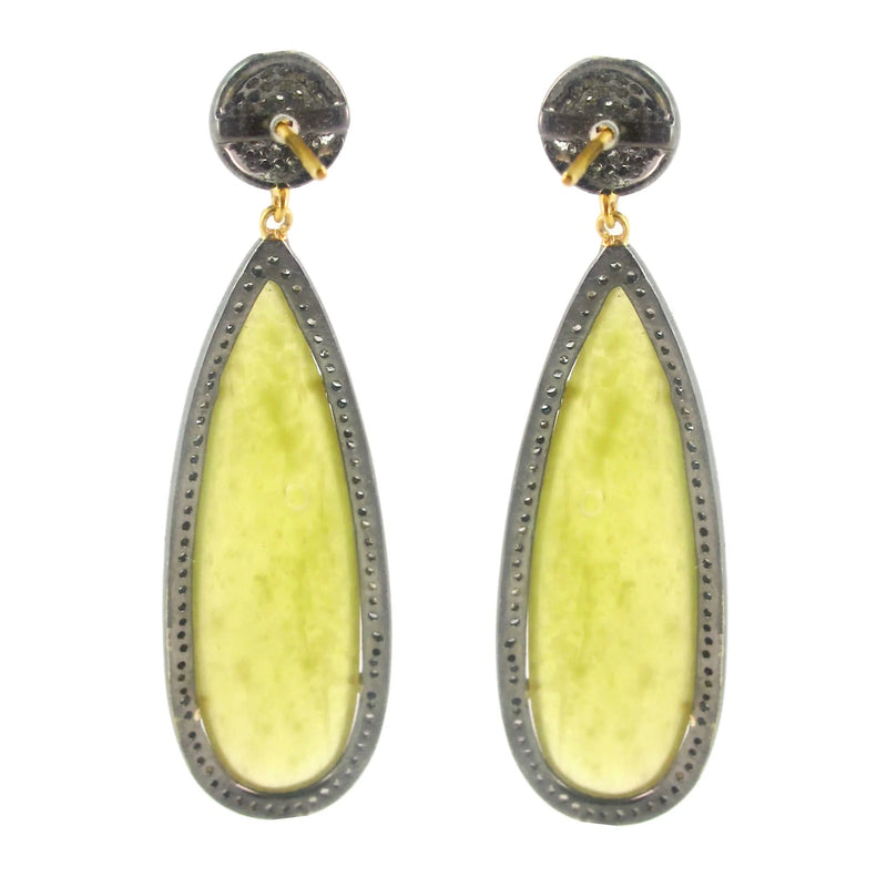 Yellow Onyx Pave Diamond Earrings