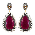 Ruby & Pearl Diamond Drop Earrings