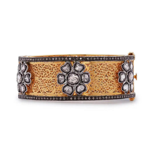 Handcrafted Rose Cut Diamond Pave Bracelet