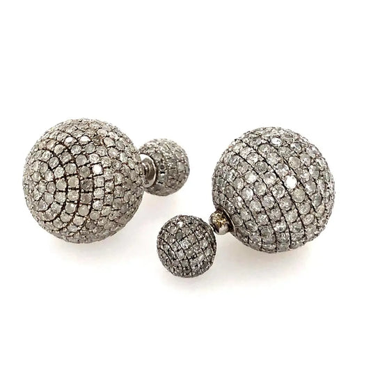 Diamond Ball Stud Pave Earrings