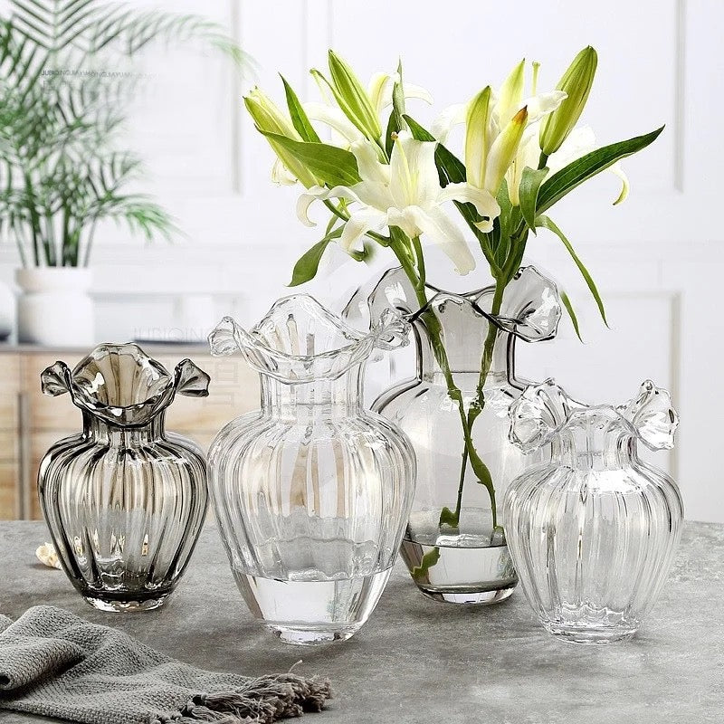 Tuscany French Tulip Clear Fluted Vases