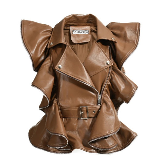 Vicki Leather Ruffle Vest