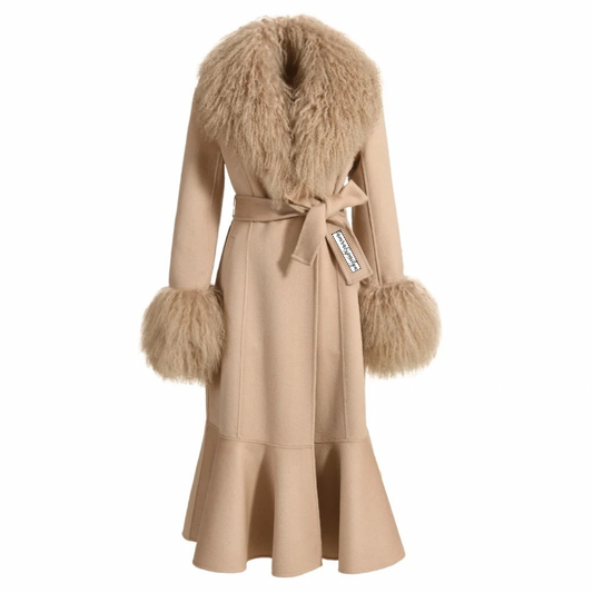 Freya Mongolian Fur Belted Coat