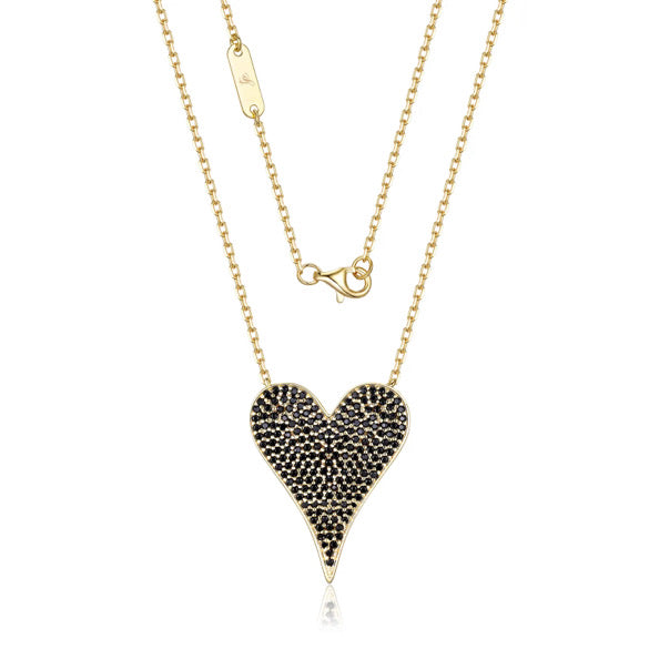 Black Pave’ Heart Pendant Necklace