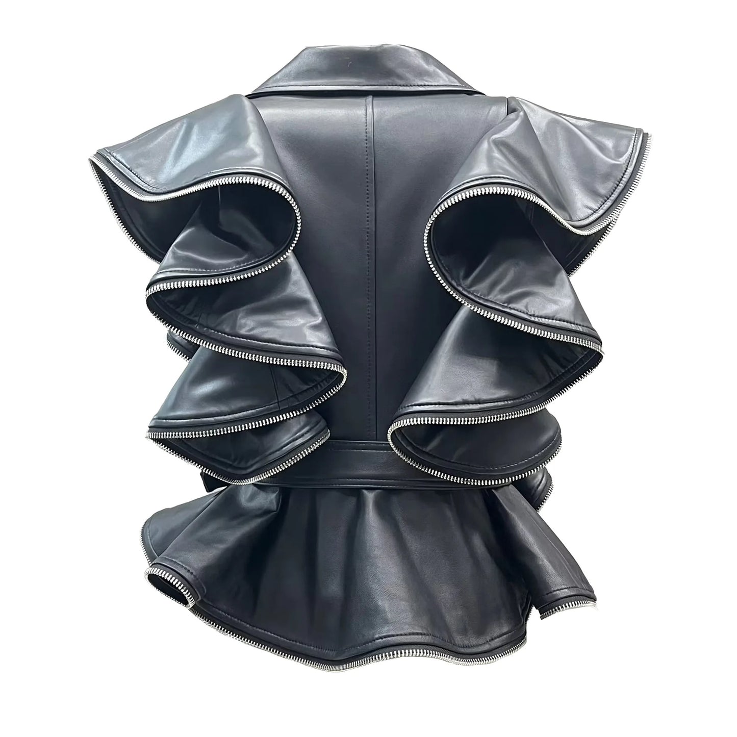 Vicki Leather Ruffle Vest