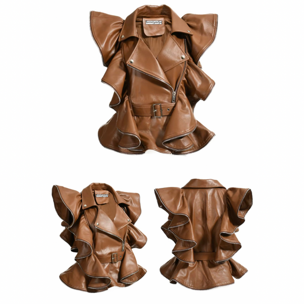 Vicki Leather Ruffle Vest