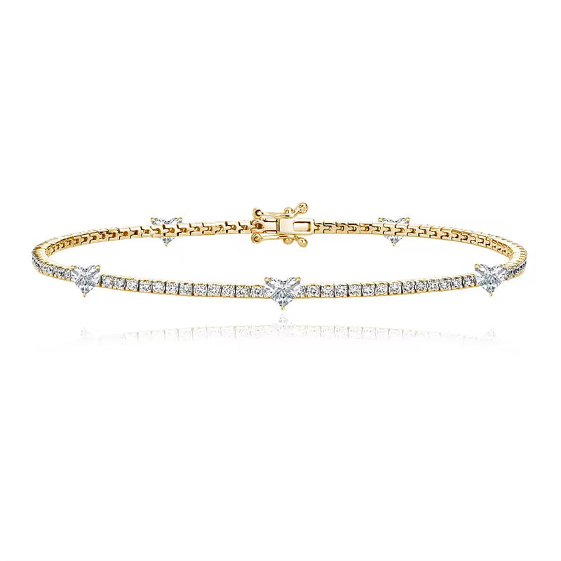 Fancy Five Heart Tennis Bracelet