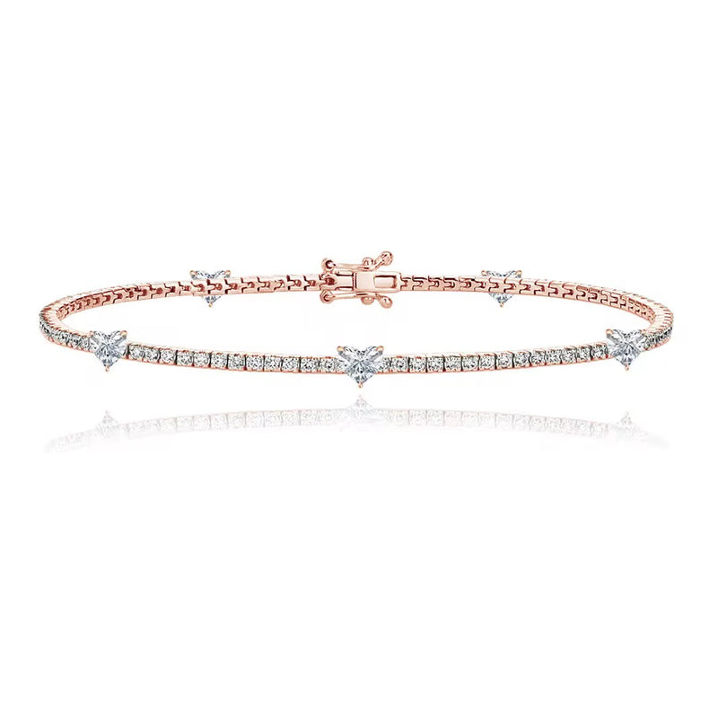 Fancy Five Heart Tennis Bracelet
