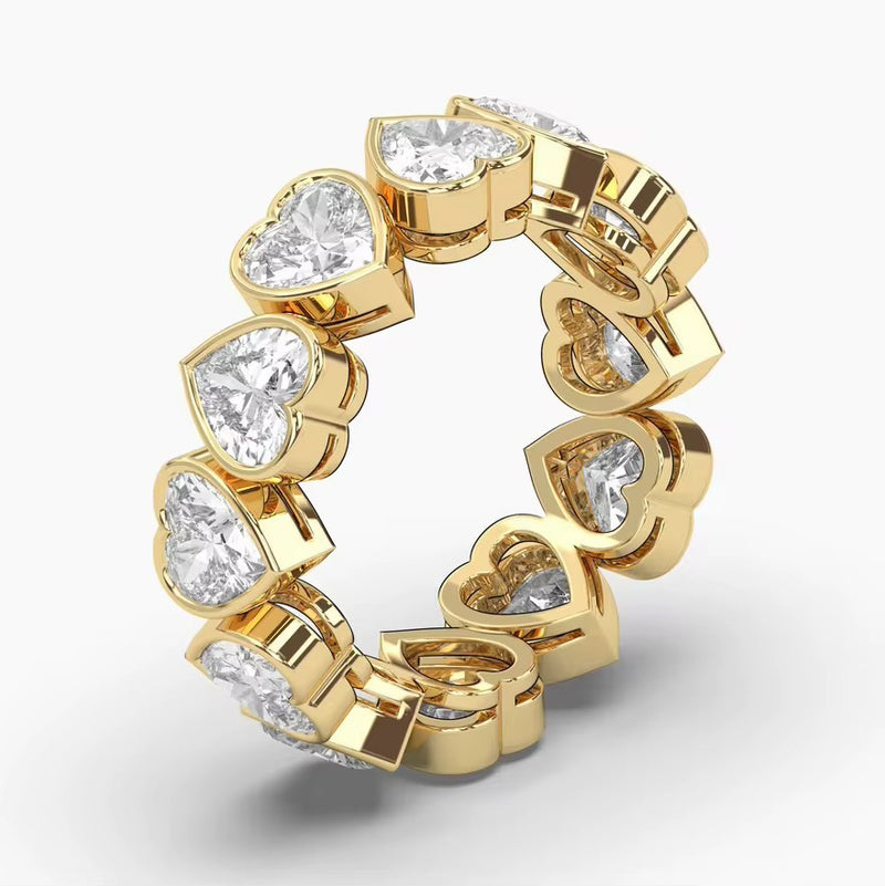 Fancy Bezel Set Heart Two-Way Eternity Band