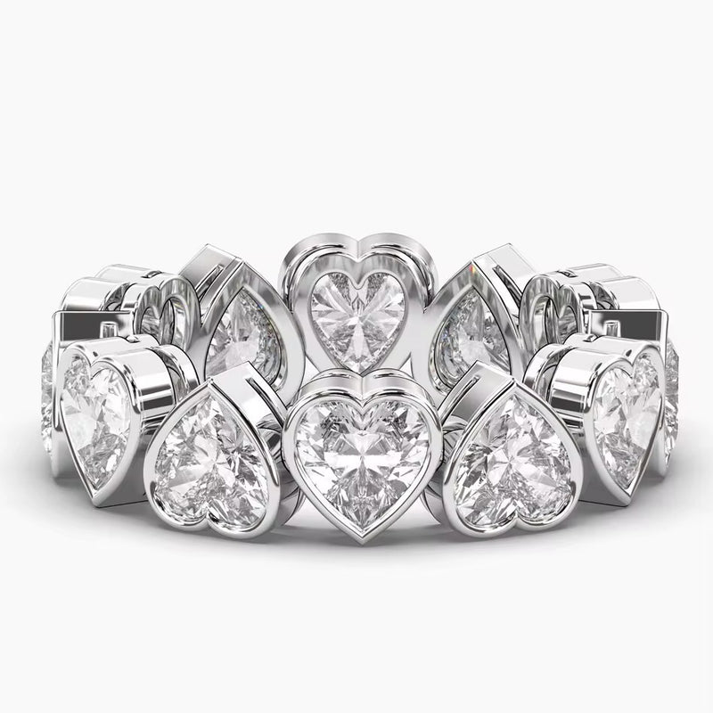 Fancy Bezel Set Heart Two-Way Eternity Band