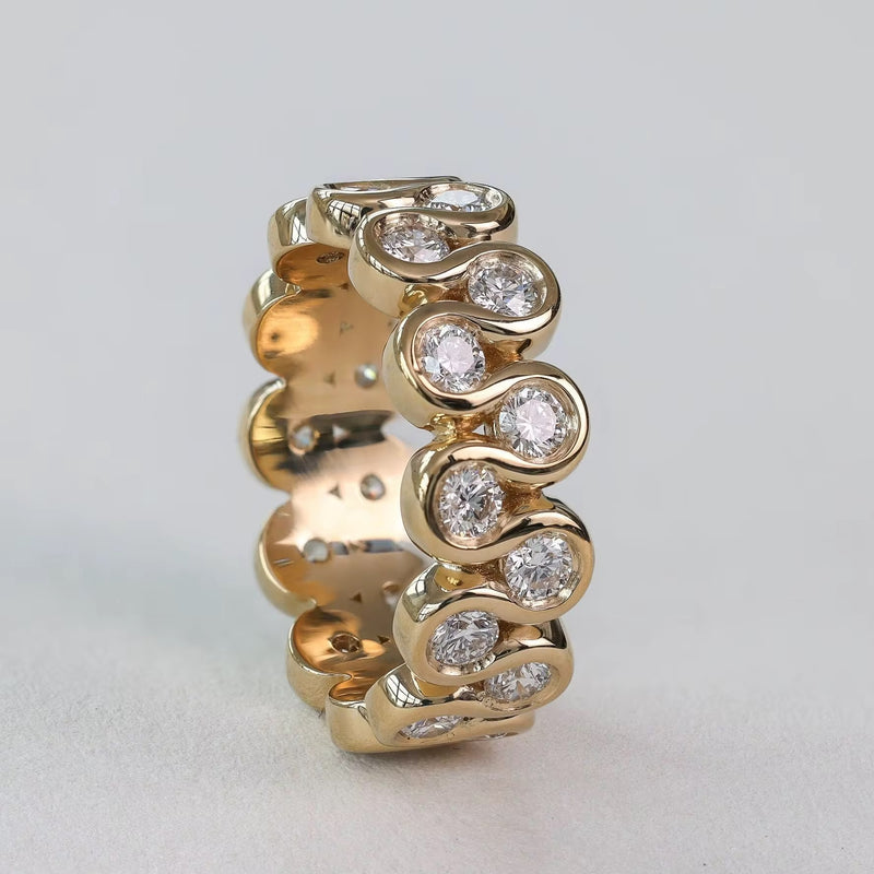 Fancy Round Double Row Eternity Band
