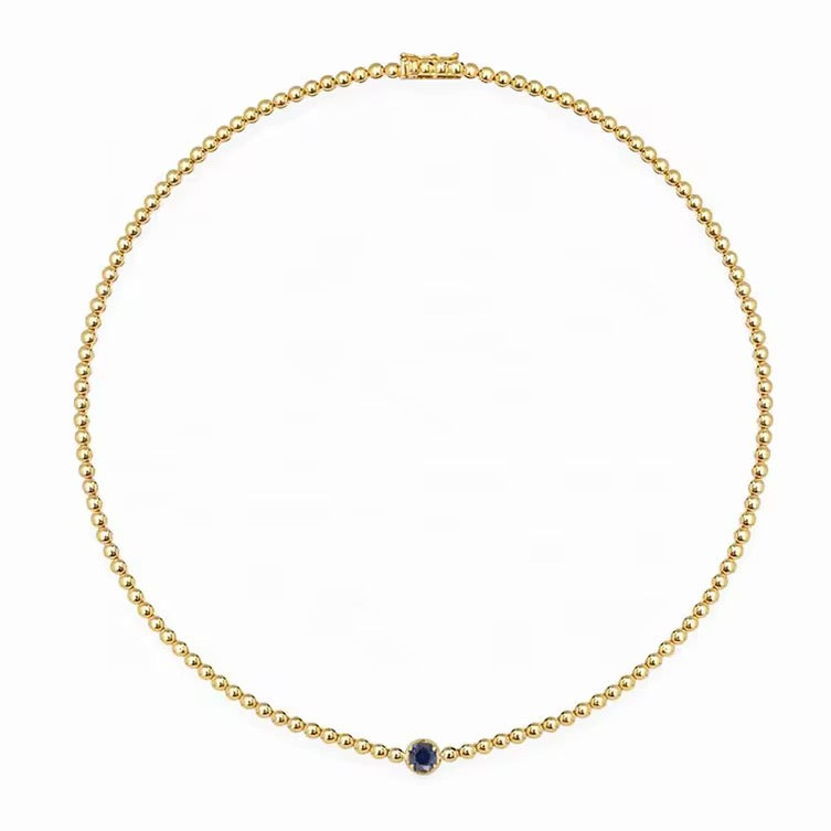 Calais Beaded 5MM Solitaire Necklace