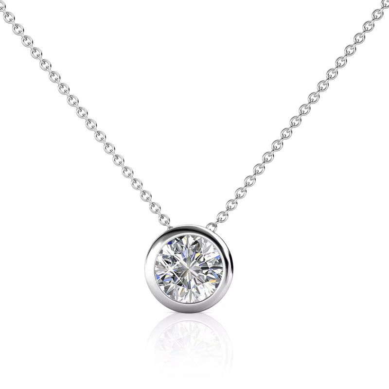 Fancy Round Bezel Set Solitaire Pendant Necklace