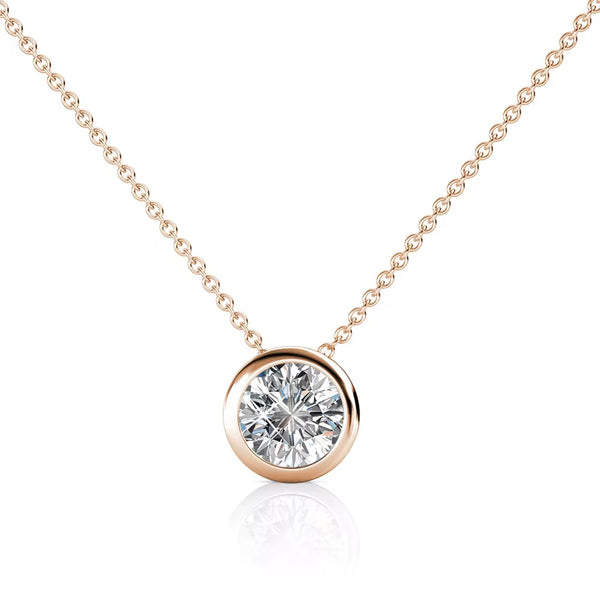 Fancy Round Bezel Set Solitaire Pendant Necklace