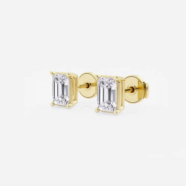 Classic Lady Solitaire Emerald-Cut Stud Earrings