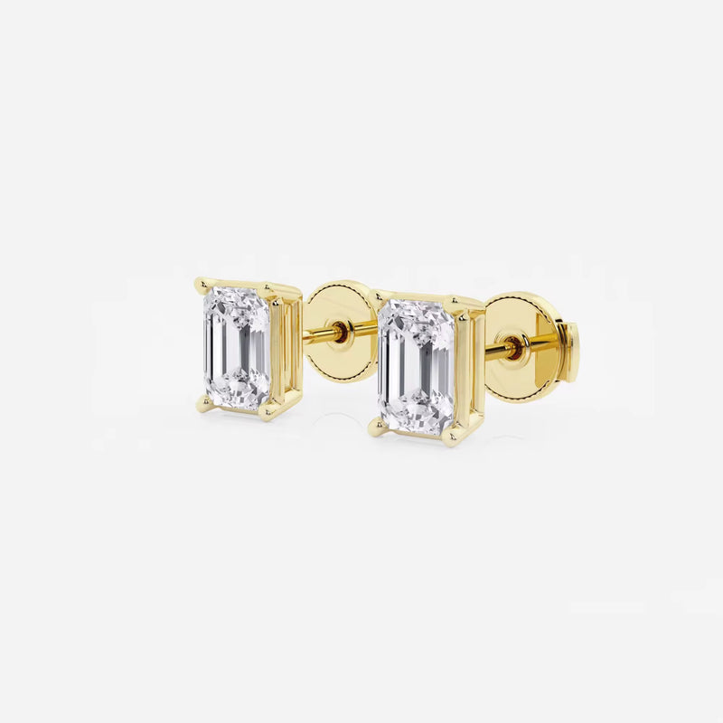 Classic Lady Solitaire Emerald-Cut Stud Earrings