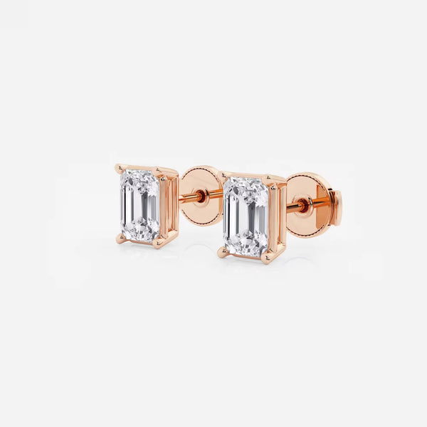 Classic Lady Solitaire Emerald-Cut Stud Earrings