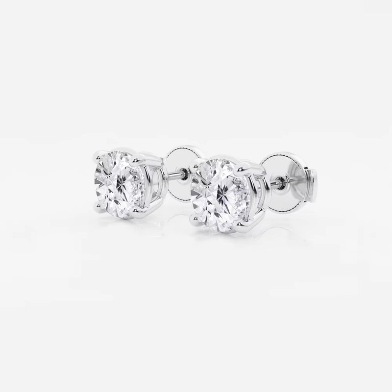 Classic Lady Solitaire Round Brilliant Cut Stud Earrings