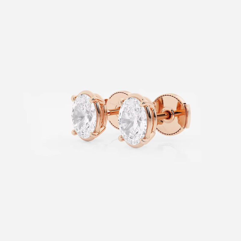 Classic Lady Solitaire Oval Stud Earrings