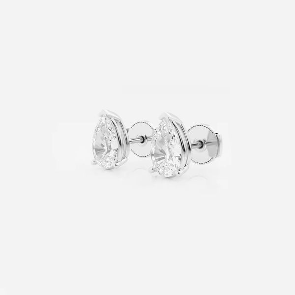 Classic Lady Solitaire Pear Stud Earrings