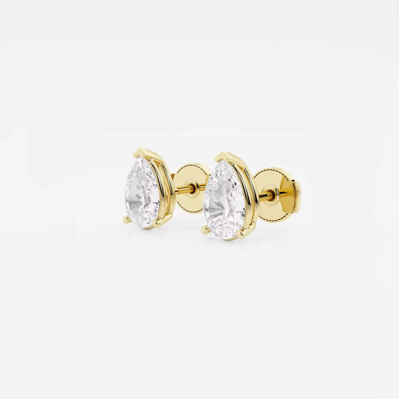 Classic Lady Solitaire Pear Stud Earrings