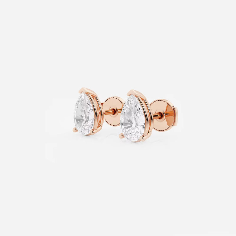 Classic Lady Solitaire Pear Stud Earrings