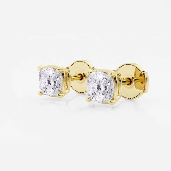 Classic Lady Solitaire Cushion Cut Stud Earrings