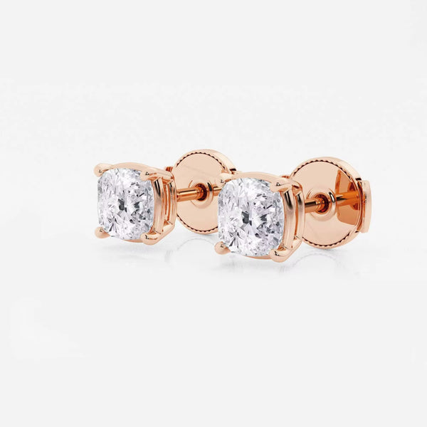 Classic Lady Solitaire Cushion Cut Stud Earrings